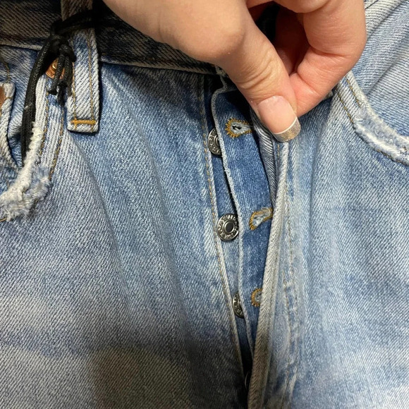 Re/Done '70s Ultra High Waist Stove Pipe Jeans in Worn Blue Size 26 - Picture 6 of 12